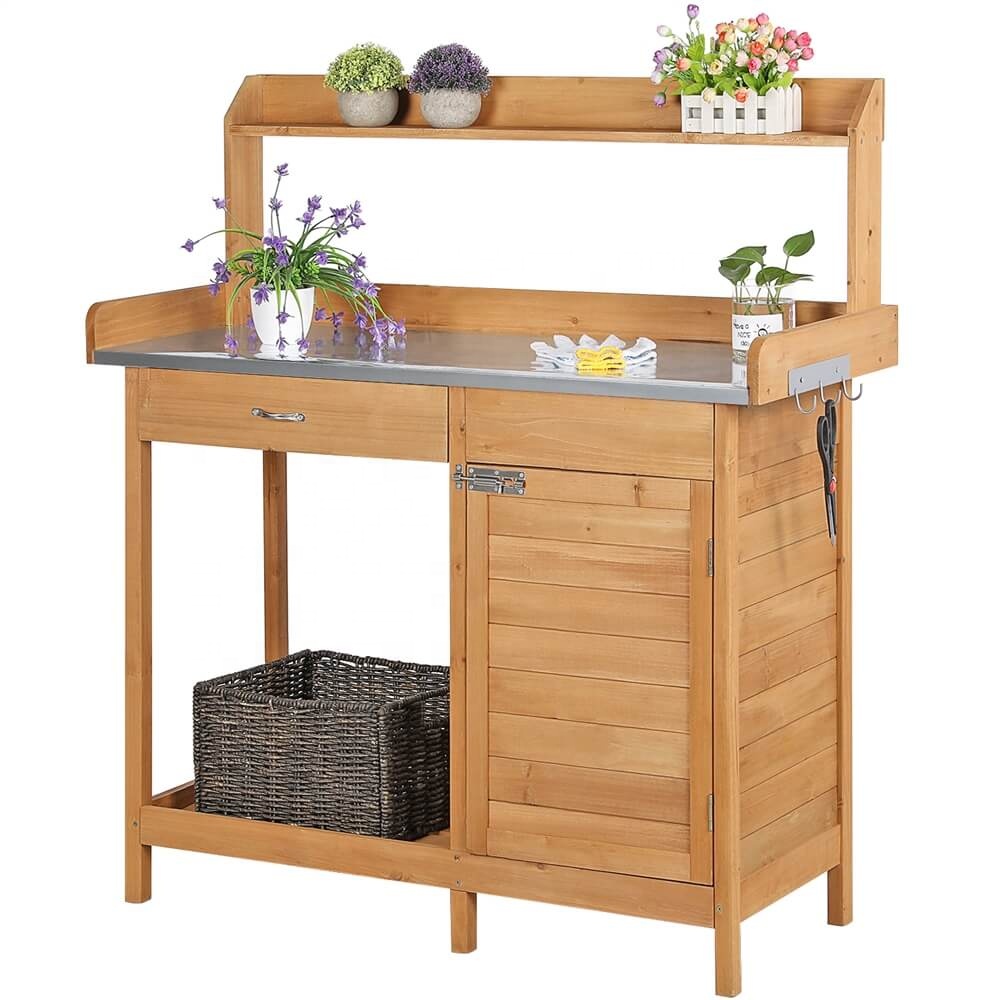 Outdoor Furniture Bench - 야외 가구용 원목 화분 작업대