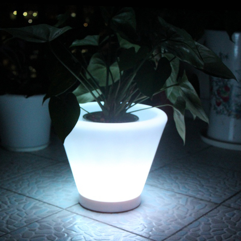 Outdoor Furniture Green - D28*H29cm, D38*H40cm, 빛나는 화분, LED 꽃
