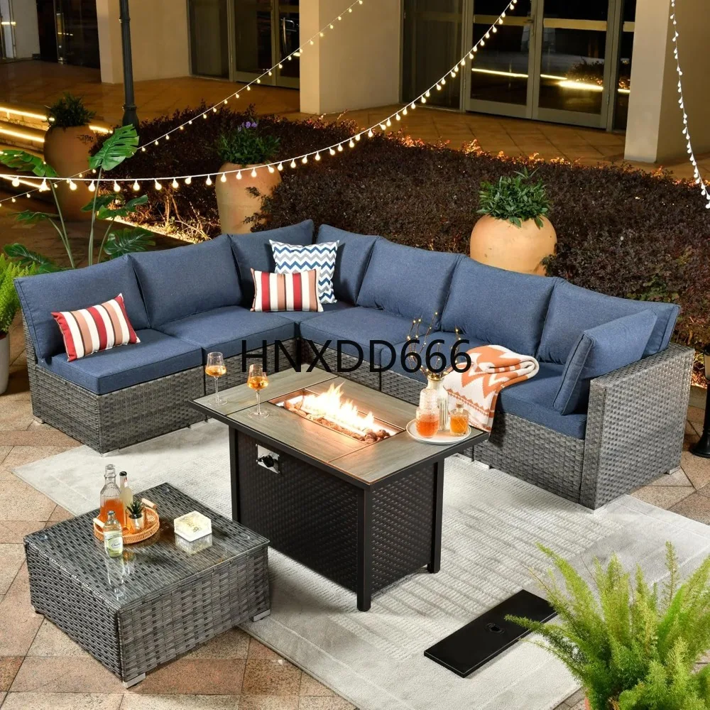 Outdoor Furniture Fire Table - 야외용 8피스 파티오 가구 세트 (화덕