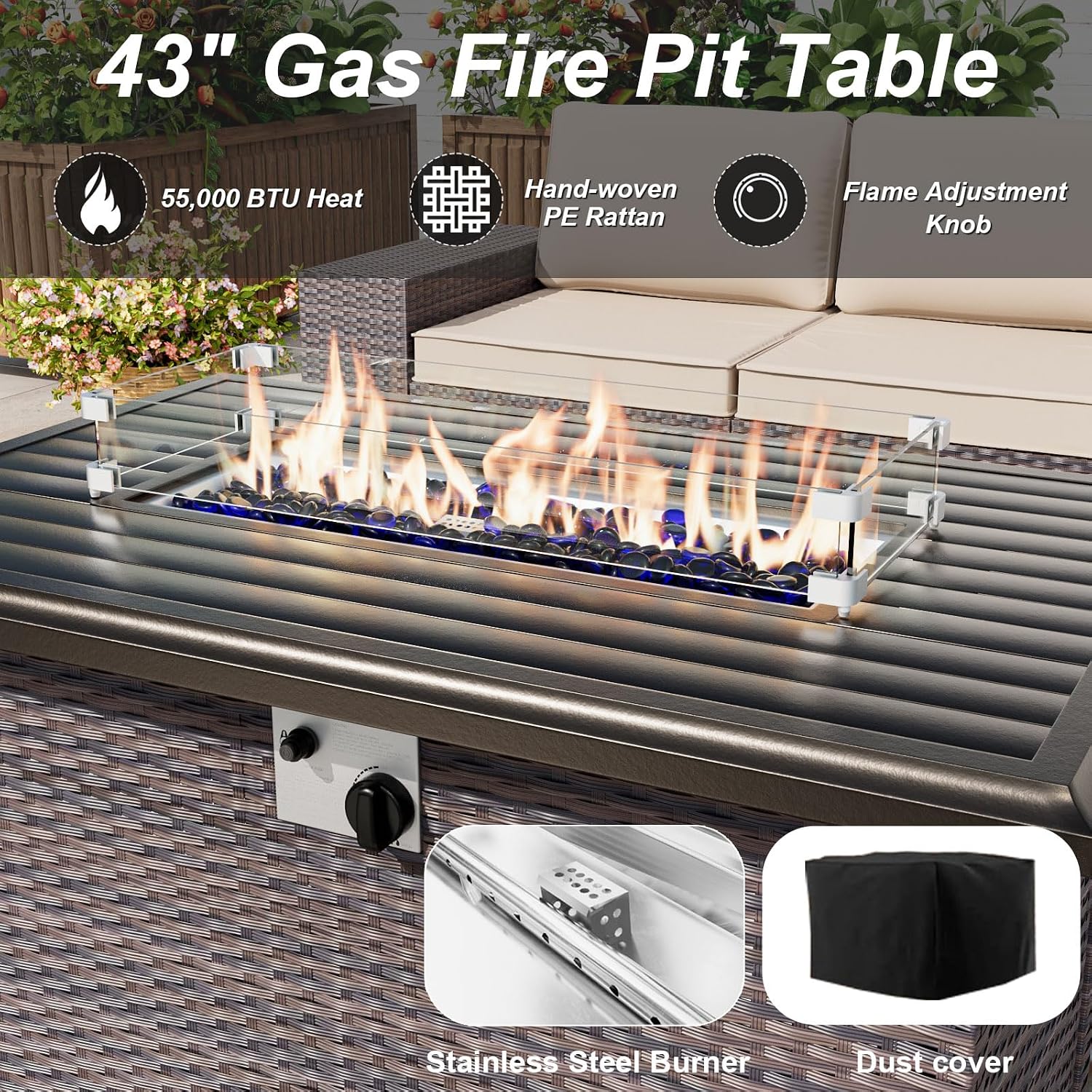 10피스 야외용 섹셔널 소파 세트 (프로판 화덕 테이블 - Outdoor Furniture Fire Table 리뷰 및 가격