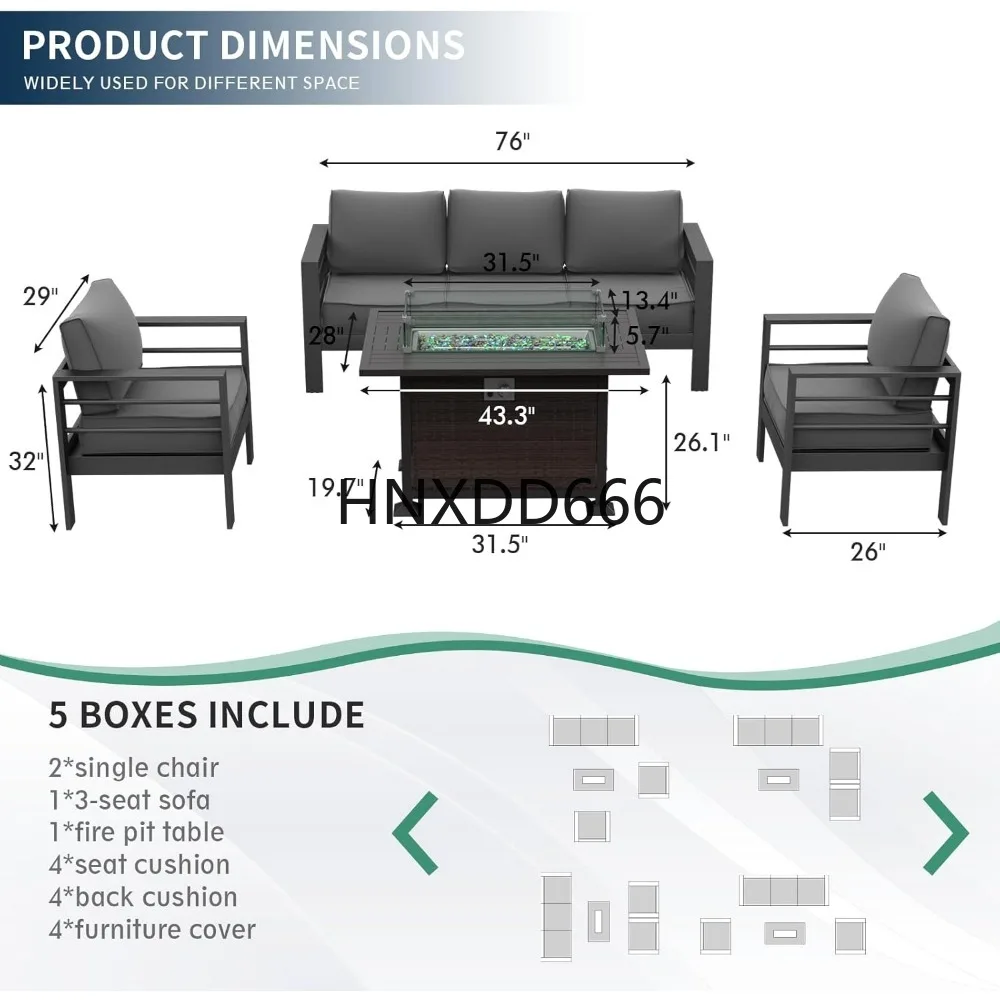 파티오 가구 세트 (화덕 테이블 포함), 6피스 알루미 - Outdoor Furniture Fire Table 리뷰 및 가격