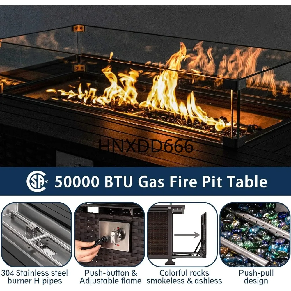 파티오 가구 세트 (화덕 테이블 포함), 6피스 알루미 - Outdoor Furniture Fire Table 리뷰 및 가격