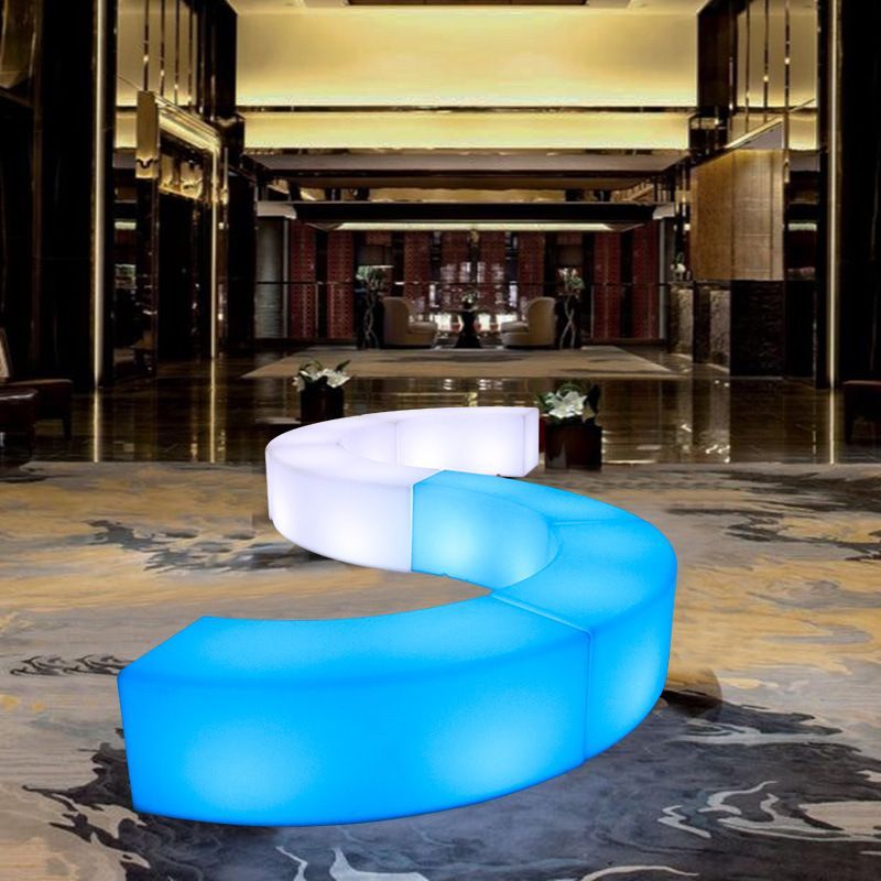 창의적인 16색 변환 LED 조명 곡선형 바 스툴 야외 - Outdoor Furniture Bench 리뷰 및 가격