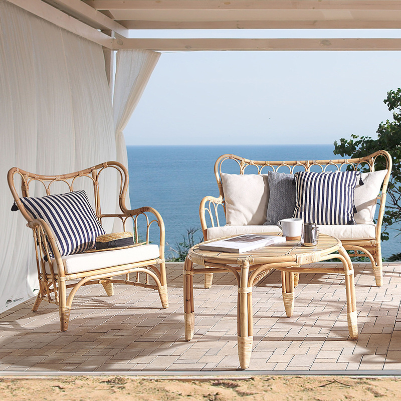 천연 라탄 소파 야외용 더블 라탄 의자 인스풍 안뜰 레 - Outdoor Furniture Indonesia 리뷰 및 가격