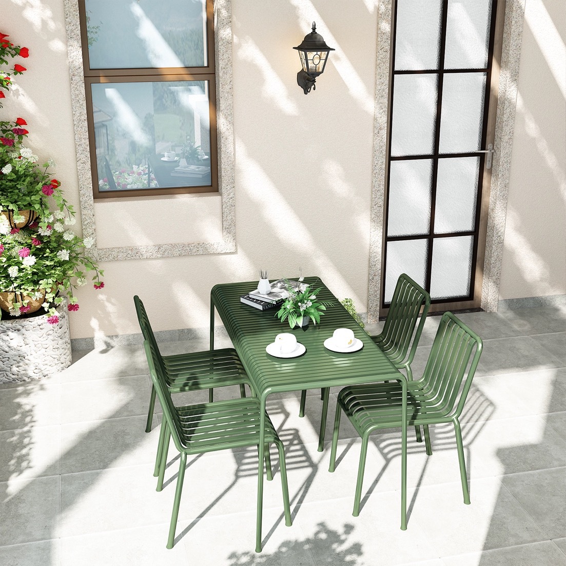 야외 모던 레저, 야외 안뜰 테이블과 의자, 심플한 정 - Outdoor Furniture Green 리뷰 및 가격