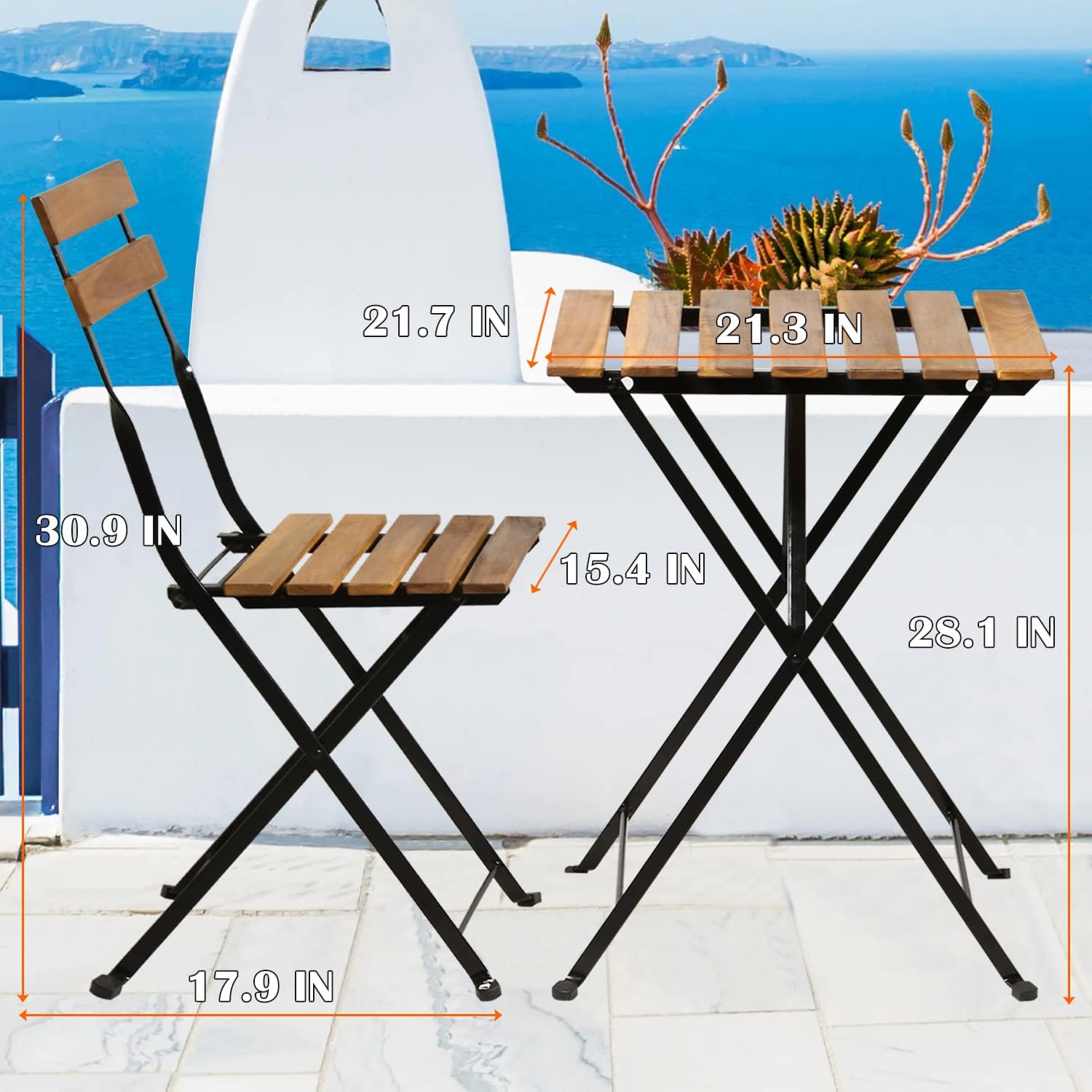 천연 나무 3피스 접이식 파티오 비스트로 세트(테이블  - Outdoor Furniture Sofa 리뷰 및 가격