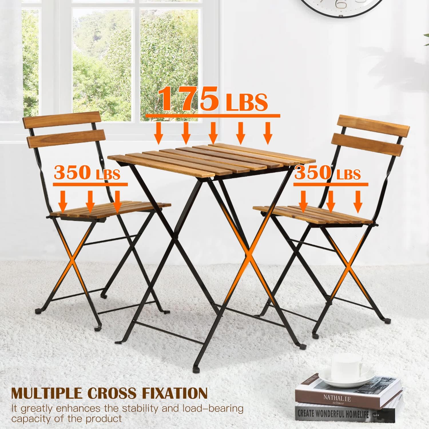 천연 나무 3피스 접이식 파티오 비스트로 세트(테이블  - Outdoor Furniture Sofa 리뷰 및 가격
