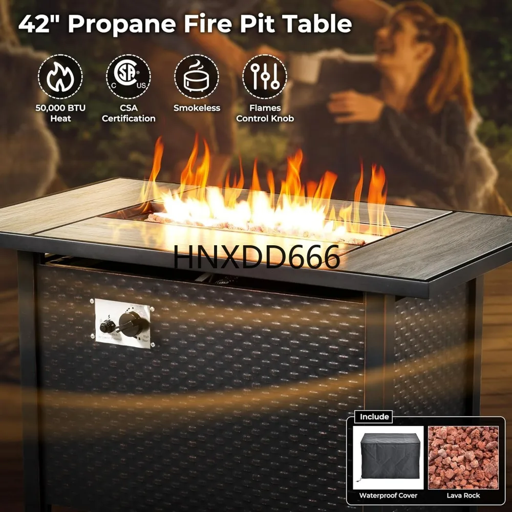 야외용 8피스 파티오 가구 세트 (화덕 테이블 포함), - Outdoor Furniture Fire Table 리뷰 및 가격