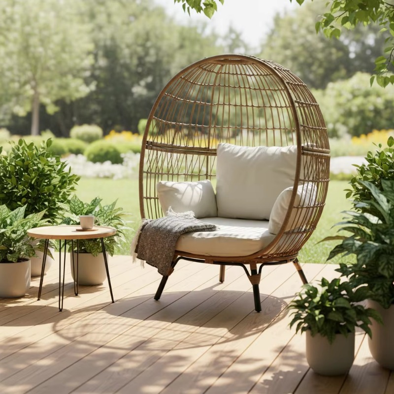 고품질 야외용 위커 라탄 에그 체어 쿠션 포함 테라스용 - Outdoor Furniture Quality 리뷰 및 가격